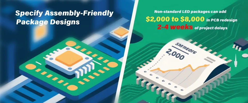 HQGLED assembly-friendly designs help avoid non-standard package pitfalls like $8,000 PCB redesign costs and project delays